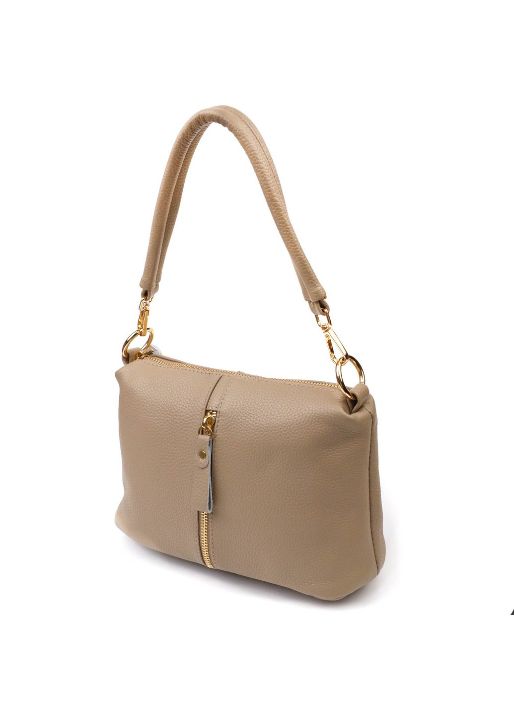 Практична жіноча сумка через плече з натуральної шкіри 22084 Бежева Vintage (260360878)