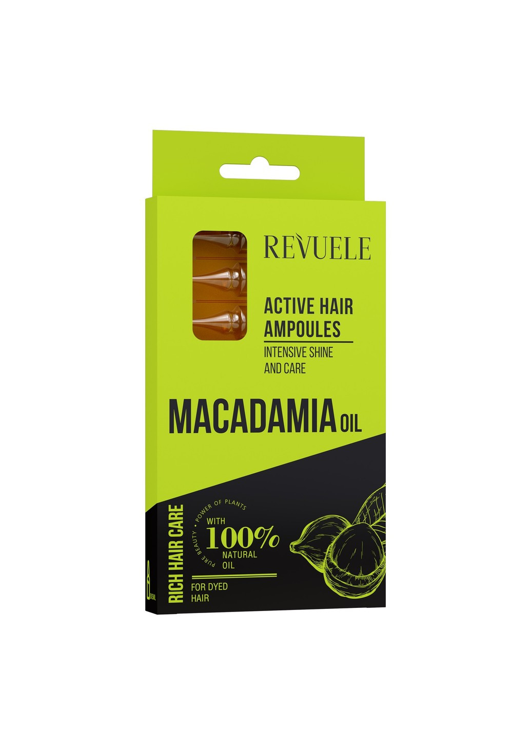 Активные ампулы для волос с маслом макадамии HAIR CARE 8x5 мл REVUELE (258724201)