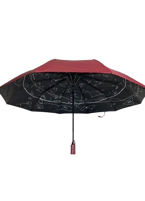 Бордовый зонт женский полуавтомат m19302 звездное небо 10 спиц бордовый Bellissimo средний система антиветер (276840790)