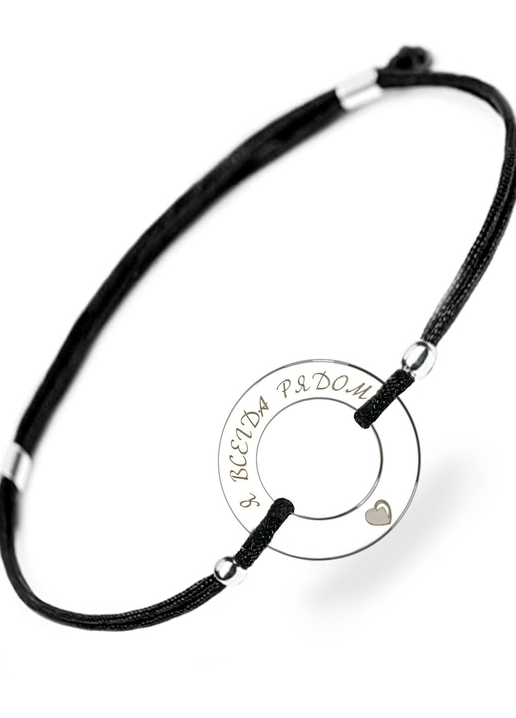 Серебряный браслет Чёрный «Я всегда рядом» регулируеться родированное серебро Family Tree Jewelry Line (266038505)