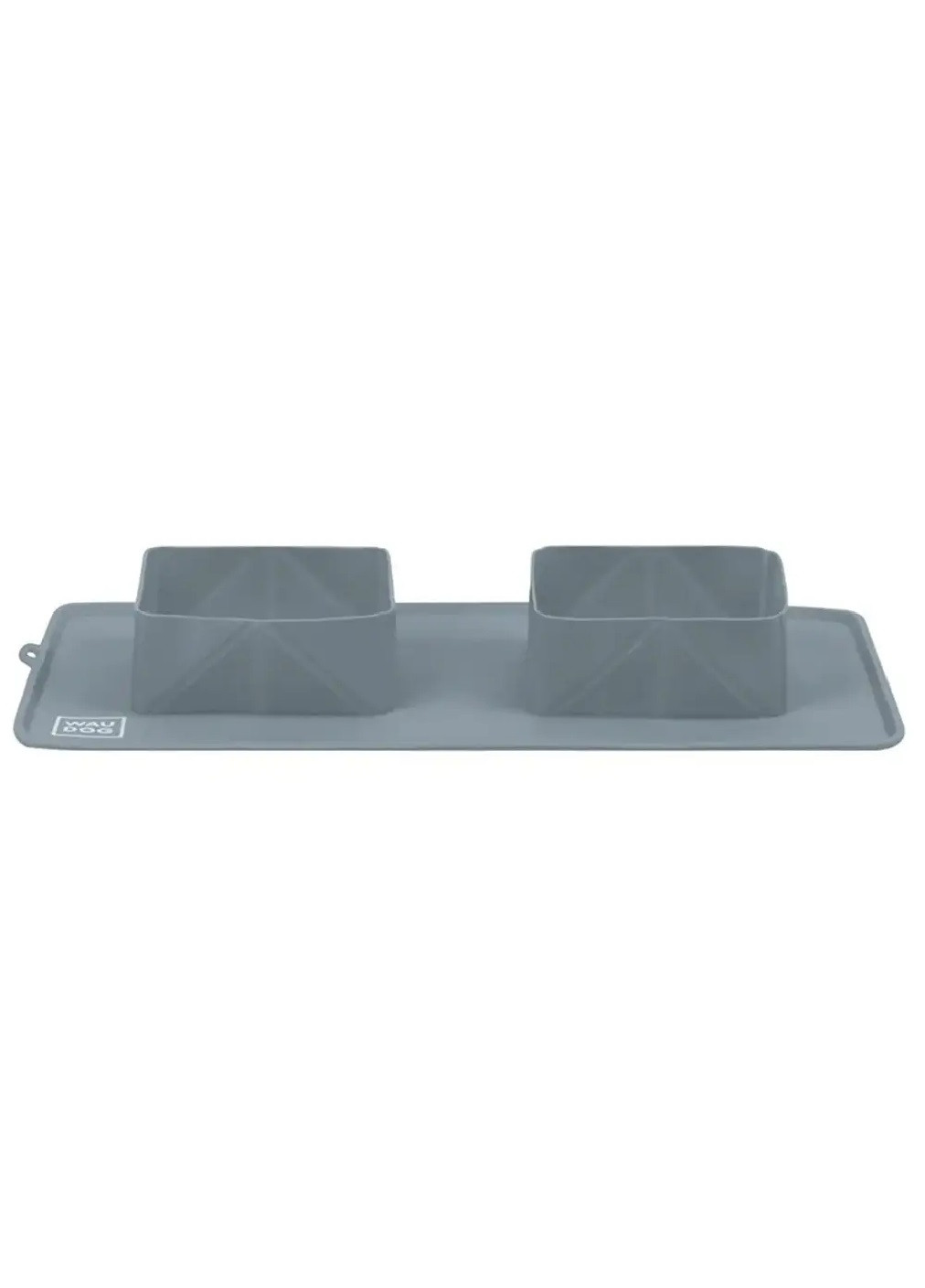 Складной силиконовый коврик с двумя встроенными мисками посуда для животных котов собак 385х230х50 мм (474724-Prob) Серый Unbranded (259518334)