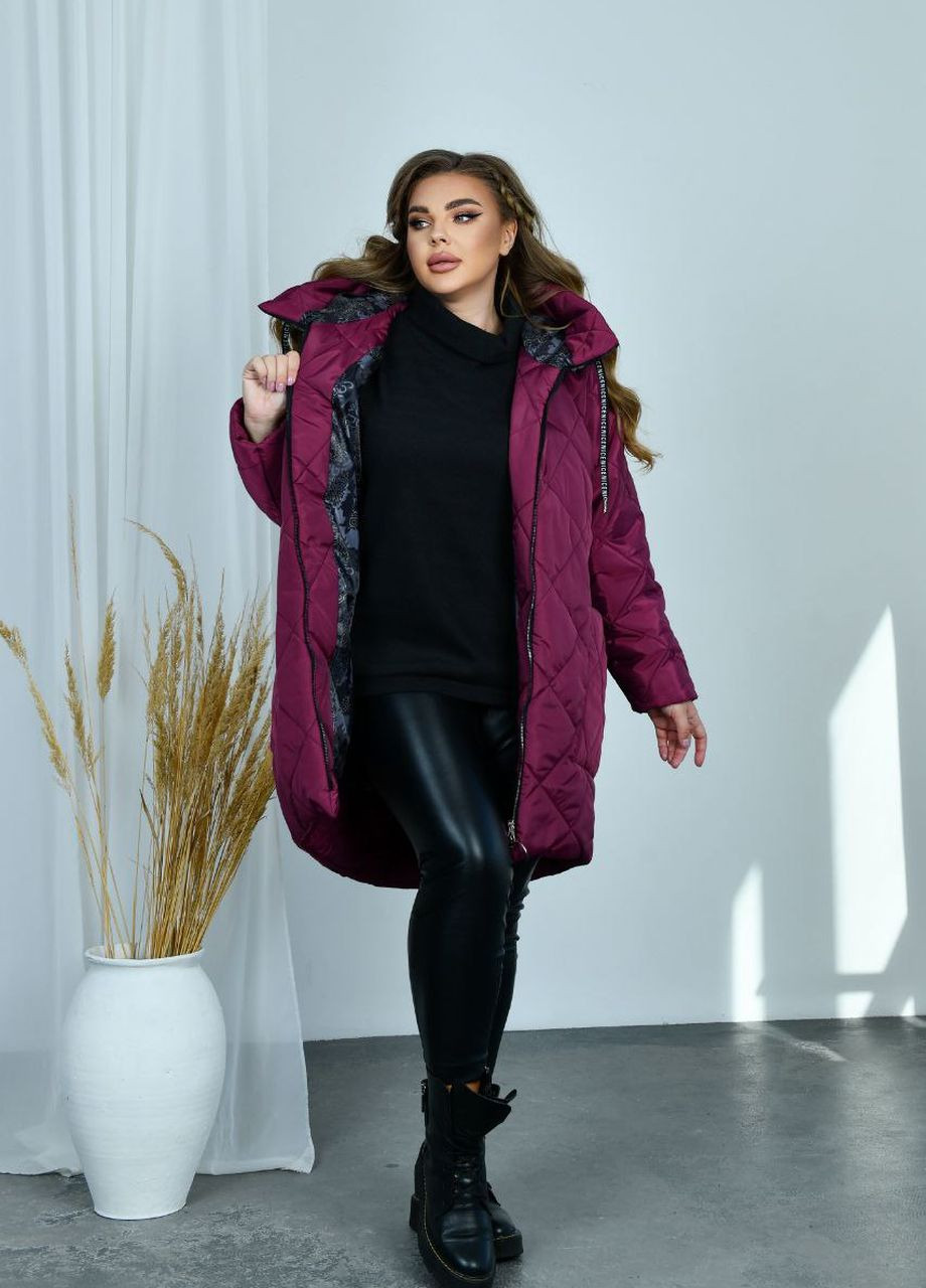 Фіолетова женская теплая курточка цвет сливовй р.60 445263 New Trend
