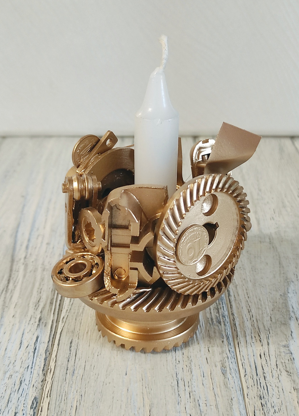 Сувенир подсвечник стимпанк из металла с золотым напылением ручная работа хенд мейд подарок SuvenirPodarokZP 38 (258149236)