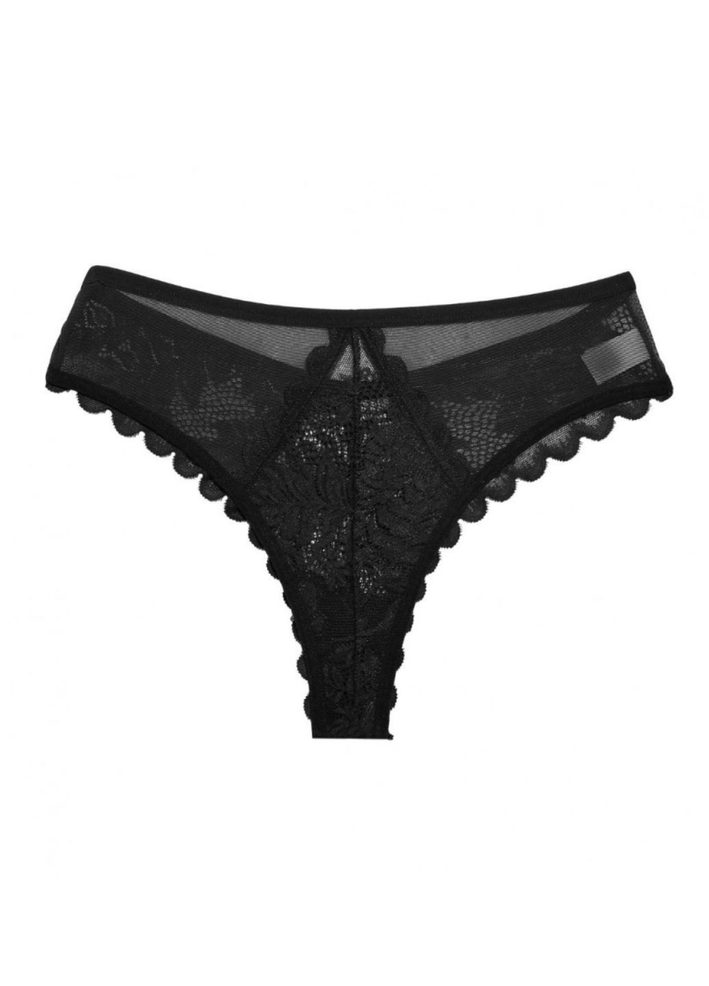 Жіночі мереживні трусики стрині з низькою талією Чорний L Finetoo (268666920)