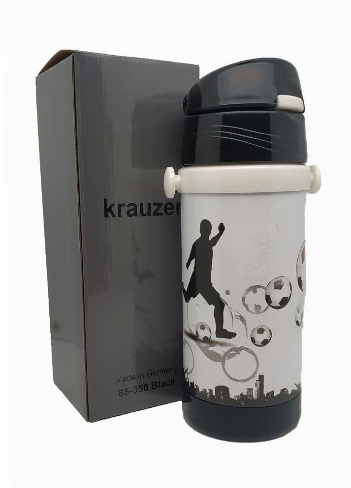 Термокружка детская 350 мл с трубочкой черно-белый арт. 85-350BLACK Krauzer (265215028)