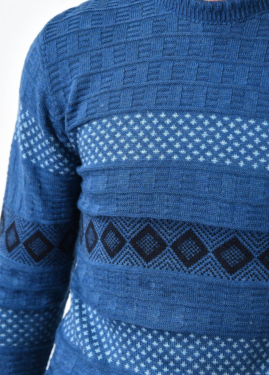 Синий демисезонный свитер мужской синего цвета акриловый пуловер Let's Shop