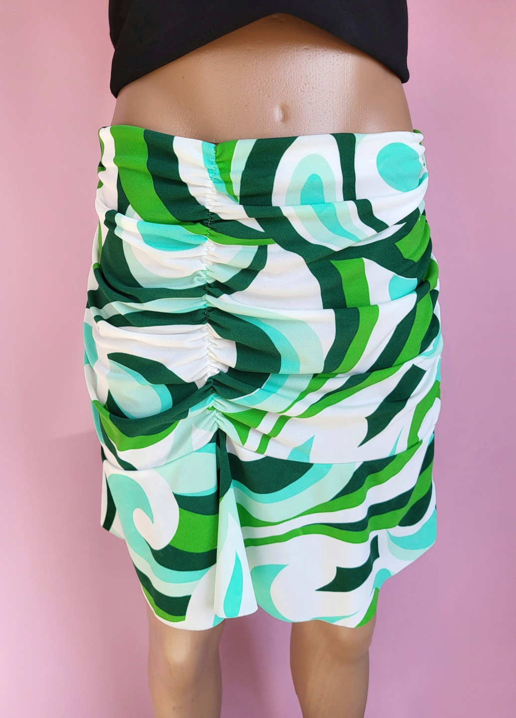 Зеленая повседневная с абстрактным узором юбка трапеция абстрактный принт зеленая Boohoo