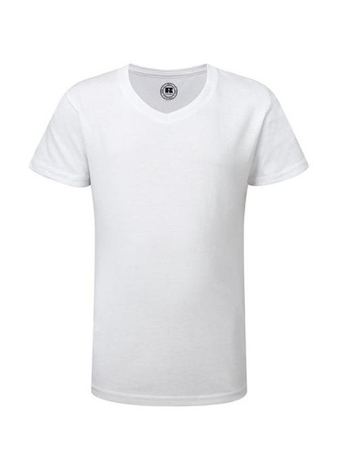 Белая летняя футболка Russell