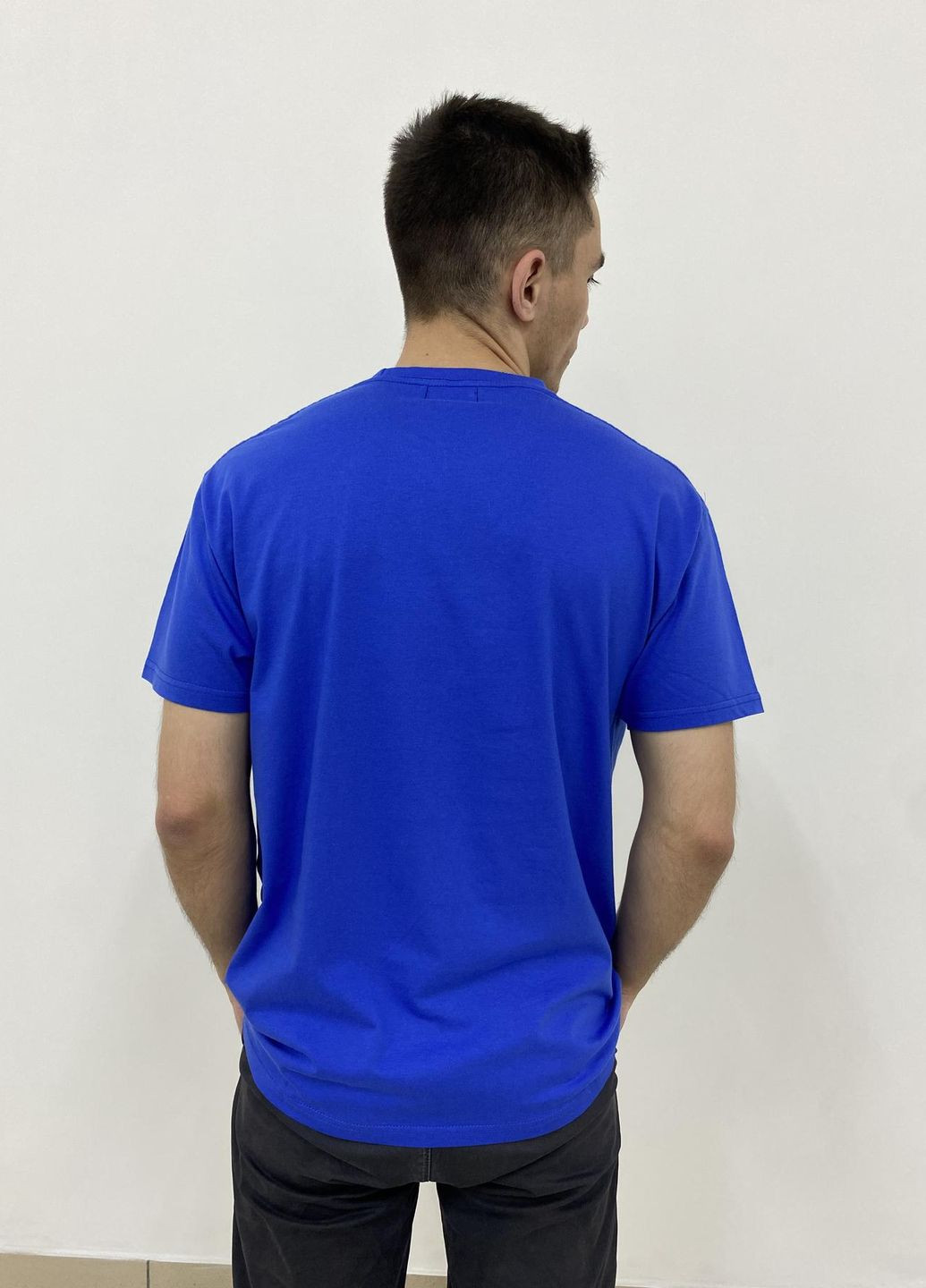 Синяя футболка basic электрик с коротким рукавом Vakko