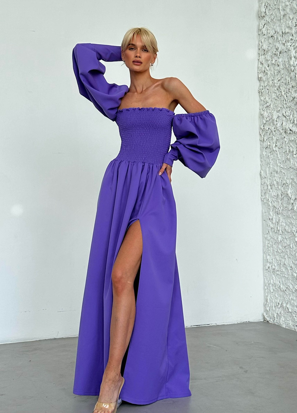 Фіолетова вечірня вечірня сукня Jadone Fashion однотонна
