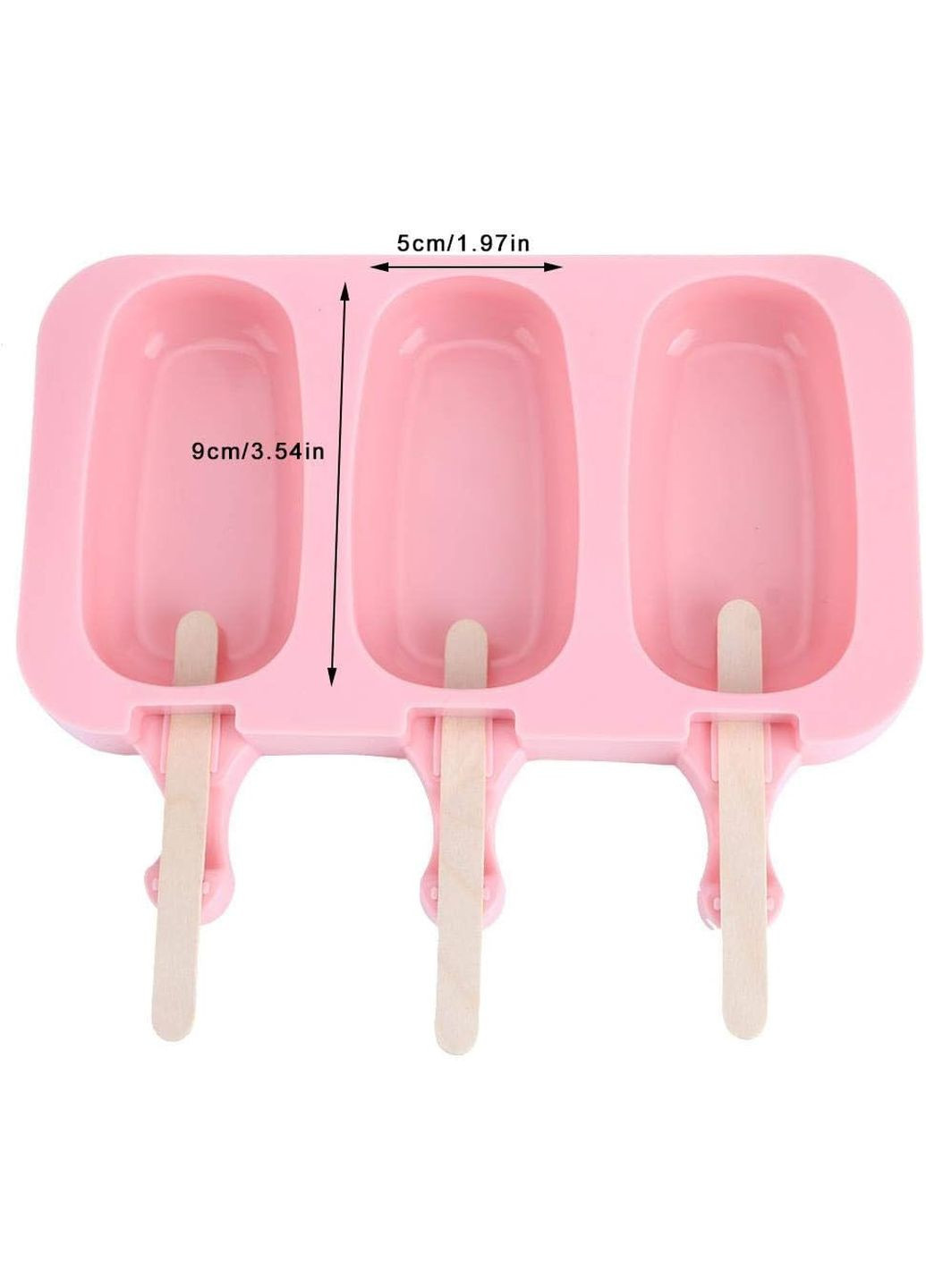 Форма силиконовая для мороженого Эскимо и евродесертов с палочками (3 ячейки) 19х14 см DanMenQing (260165291)