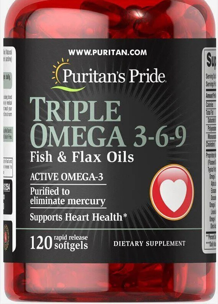 Puritan's Pride Triple Omega 3-6-9 120 Softgels Puritans Pride (256721124)