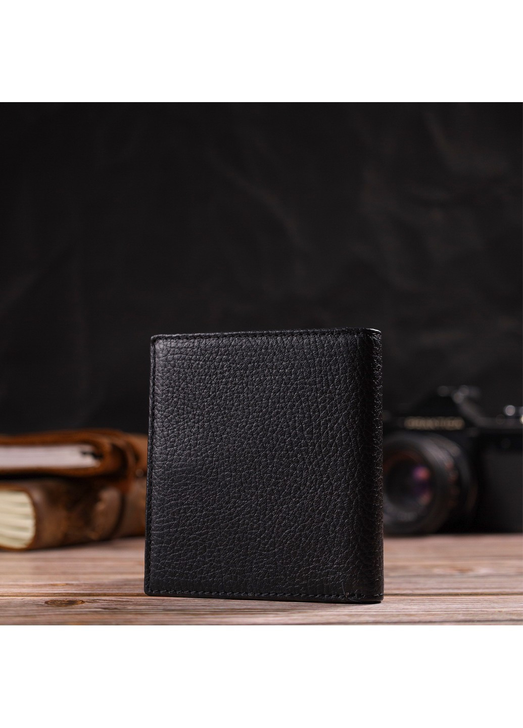 Класичний портмоне для чоловіків з натуральної зернистої шкіри 21742 Чорне Canpellini (259815762)