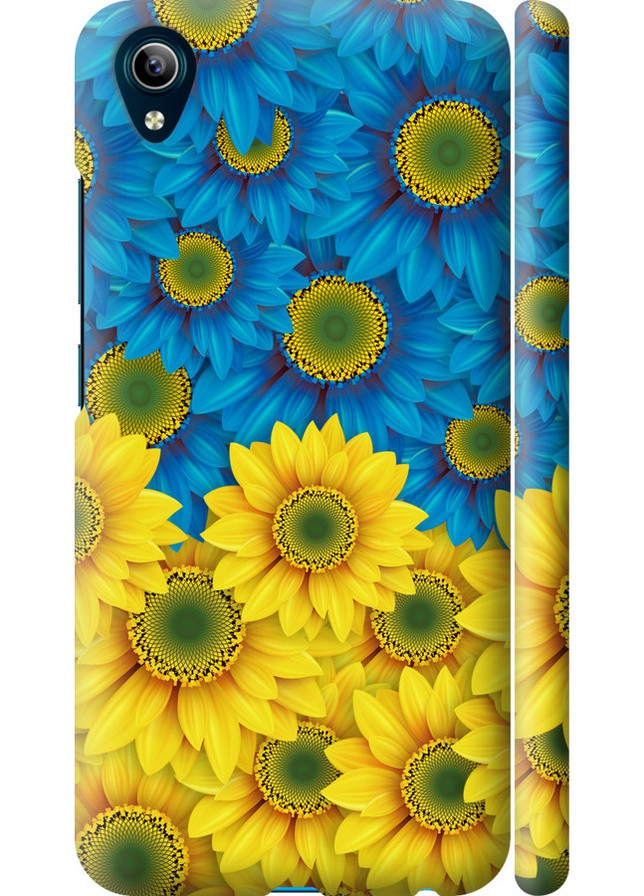 3D пластиковий матовий чохол 'Жовто-блакитні квіти ' для Endorphone Vivo Y91C (257834933)