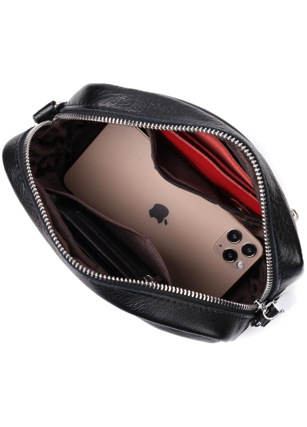 Женская сумка из натуральной мягкой кожи 22436 Черная Vintage (276457615)