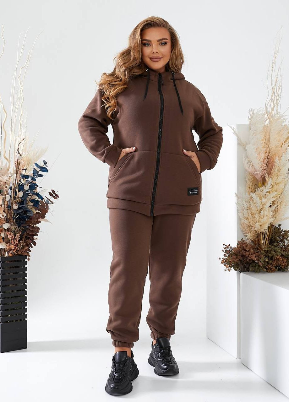 Жіночий теплий костюм на флісі колір шоколад р.48/50 442868 New Trend (265014111)