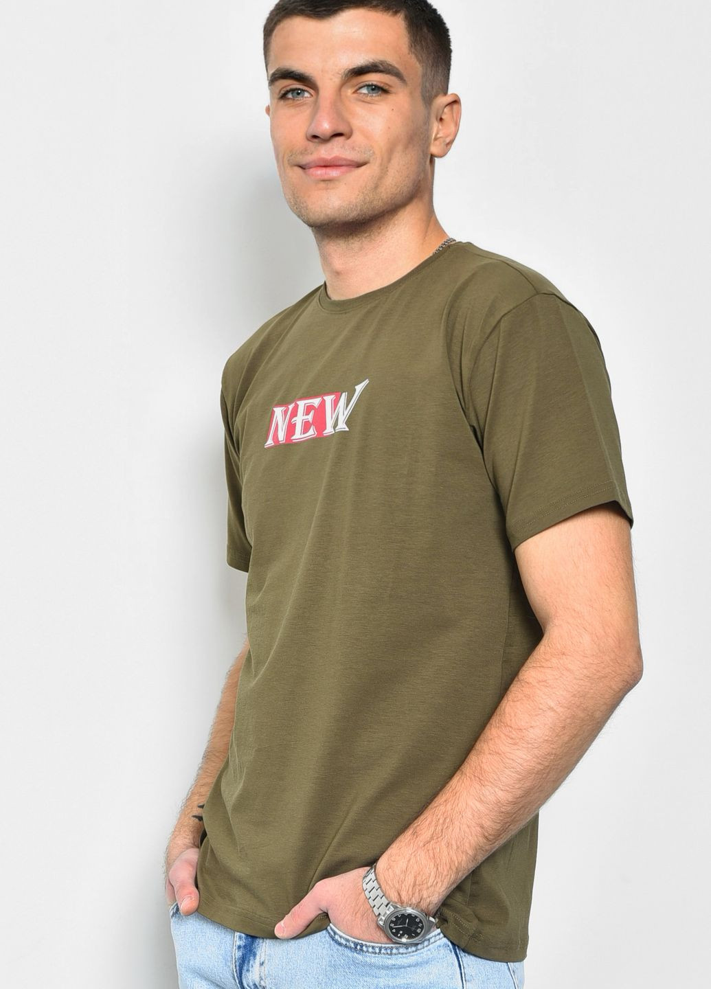 Хакі (оливкова) футболка чоловіча кольору хакі Let's Shop