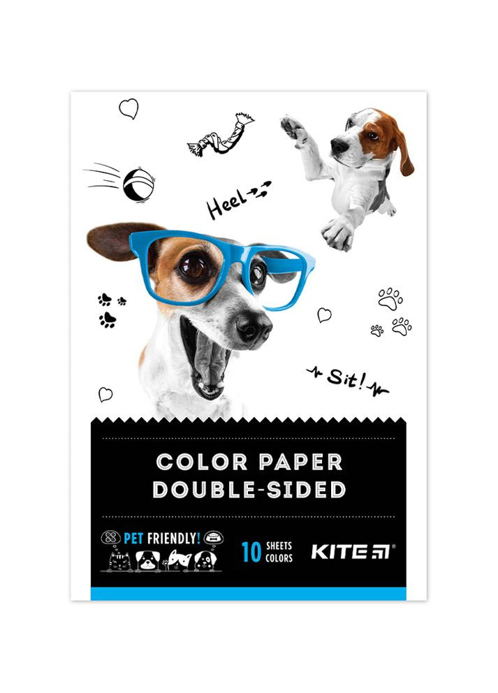 Бумага цветная двусторонняя 10 цветов А5 Dogs цвет разноцветный ЦБ-00223065 Kite (260510121)
