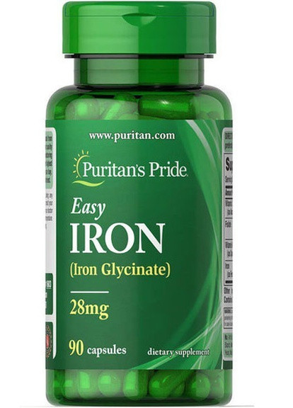 Puritan's Pride Easy Iron 28 mg (Iron Glycinate) 90 Caps Puritans Pride (256719885)