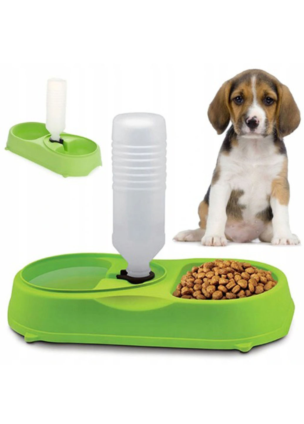 Подвійна миска з поїлкою Pet Feeder для домашніх тварин пластикова 35 см х 17 см х 5.5 см Good Idea (271679546)
