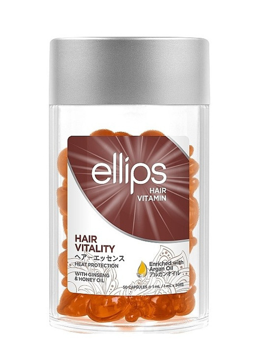 Витамины для волос "Здоровье волос" с женьшенем и медом With Ginseng & Honey Oil, 50 капсул по 1 мл Ellips (258902589)