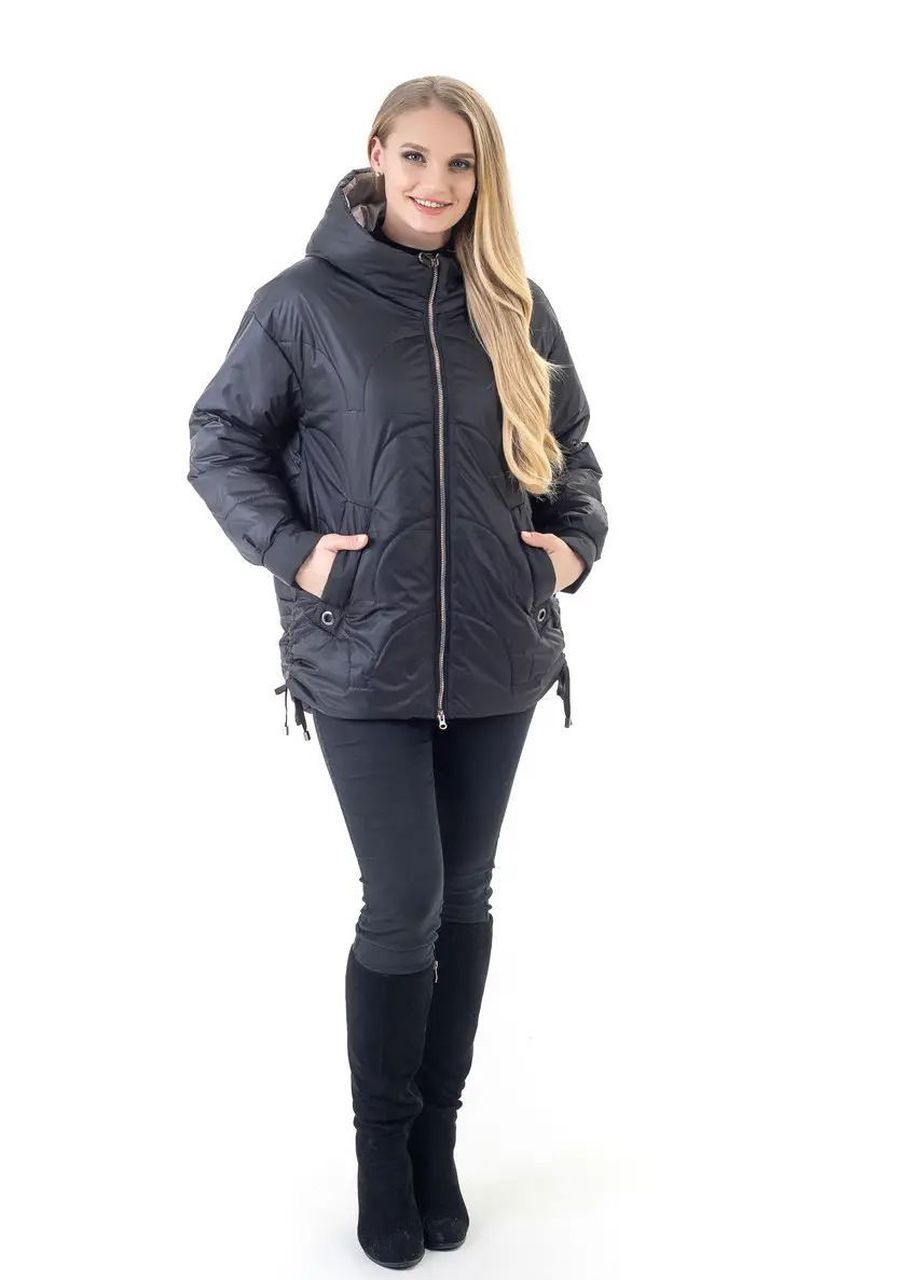 Черная демисезонная осенняя куртка женская большого размера SK