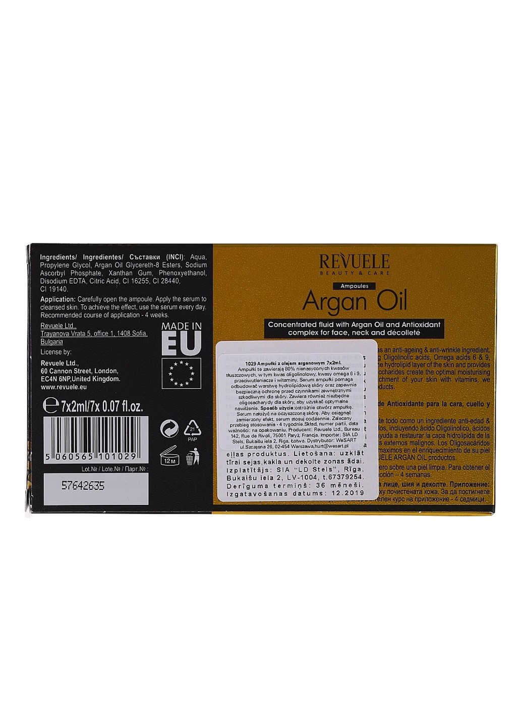 Концентрированный флюид с аргановым маслом и антиоксидантным комплексом Ampoules 7х2 мл REVUELE (258724182)