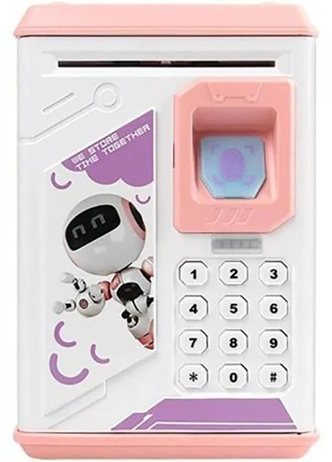 Детская электронная копилка сейф Robot Bodyguard | Копилка с отпечатком пальца кодовым замком Розовая No Brand (277949441)