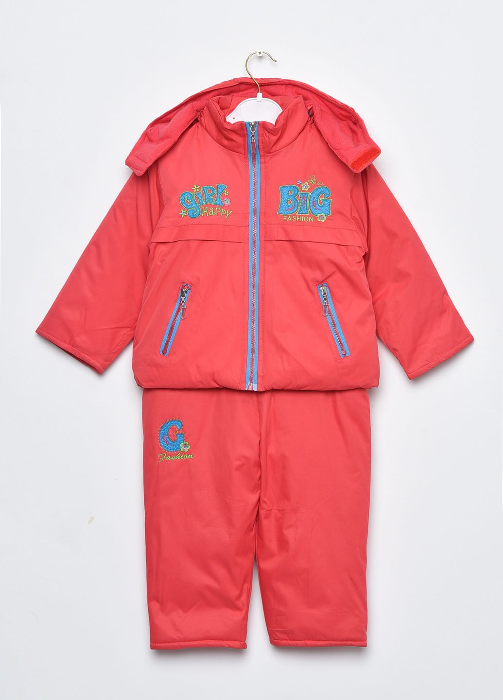 Темно-розовая зимняя куртка и полукомбинезон детский для девочки еврозима темно-розового цвета Let's Shop