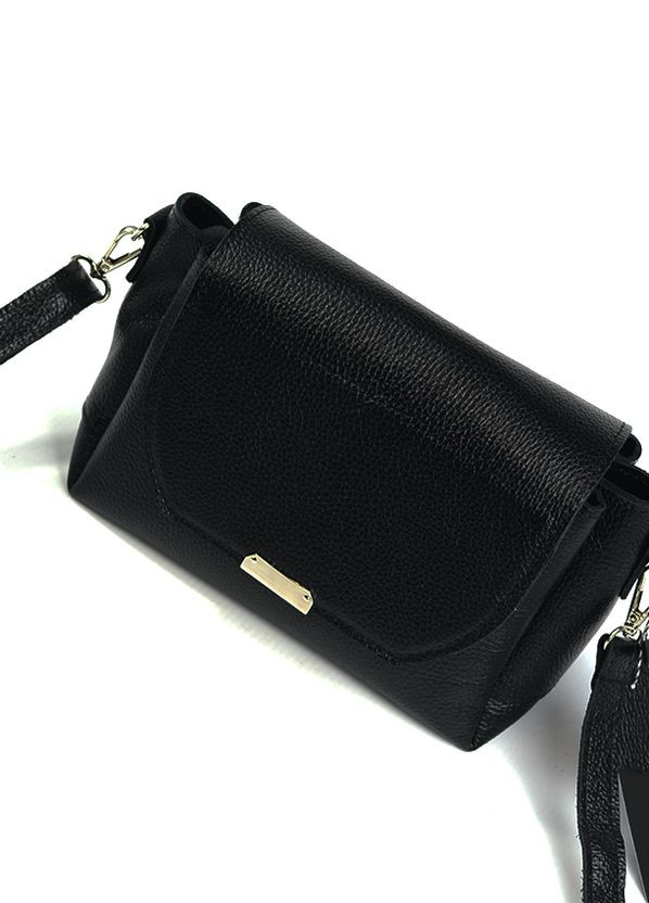 Шкіряна жіноча міні сумочка клатч на три відділення, маленька чорна сумка з натуральної шкіри Serebro (266623590)