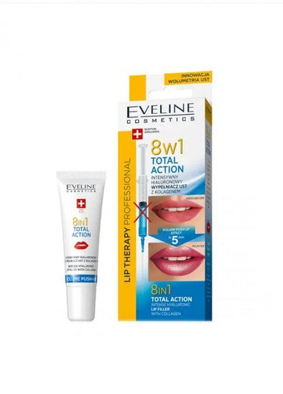 Филлер гиалуроновый с коллагеном для губ Total Action 8в1 Cosmetics Lip Therapy Professional Eveline (258616011)