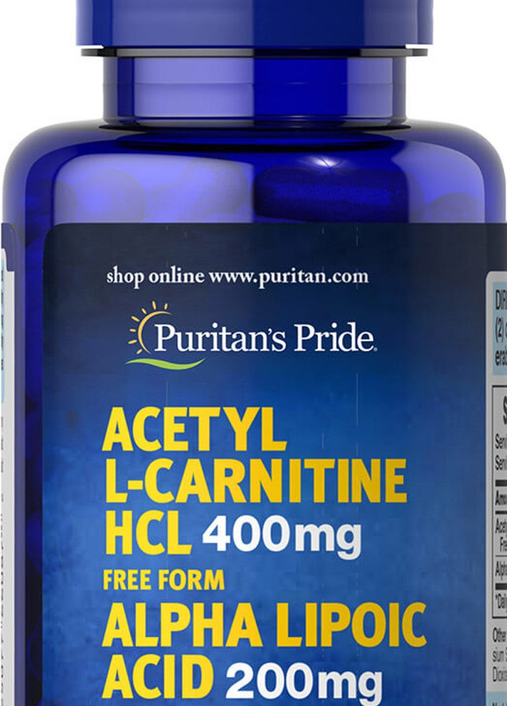 Puritan's Pride Acetyl L-Carnitine 400 mg with Alpha Lipoic Acid 200 mg 60 Caps Puritans Pride (257079451)