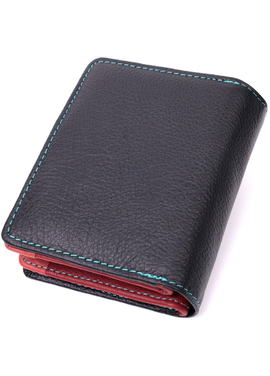 Вертикальный небольшой женский кошелек из натуральной кожи 19436 Черный st leather (277980486)