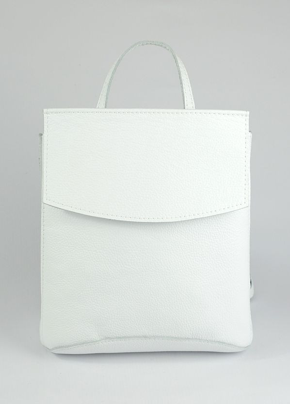 Біла шкіряна сумка рюкзак трансформер на плече, модний літній рюкзак з натуральної шкіри Serebro (266914627)