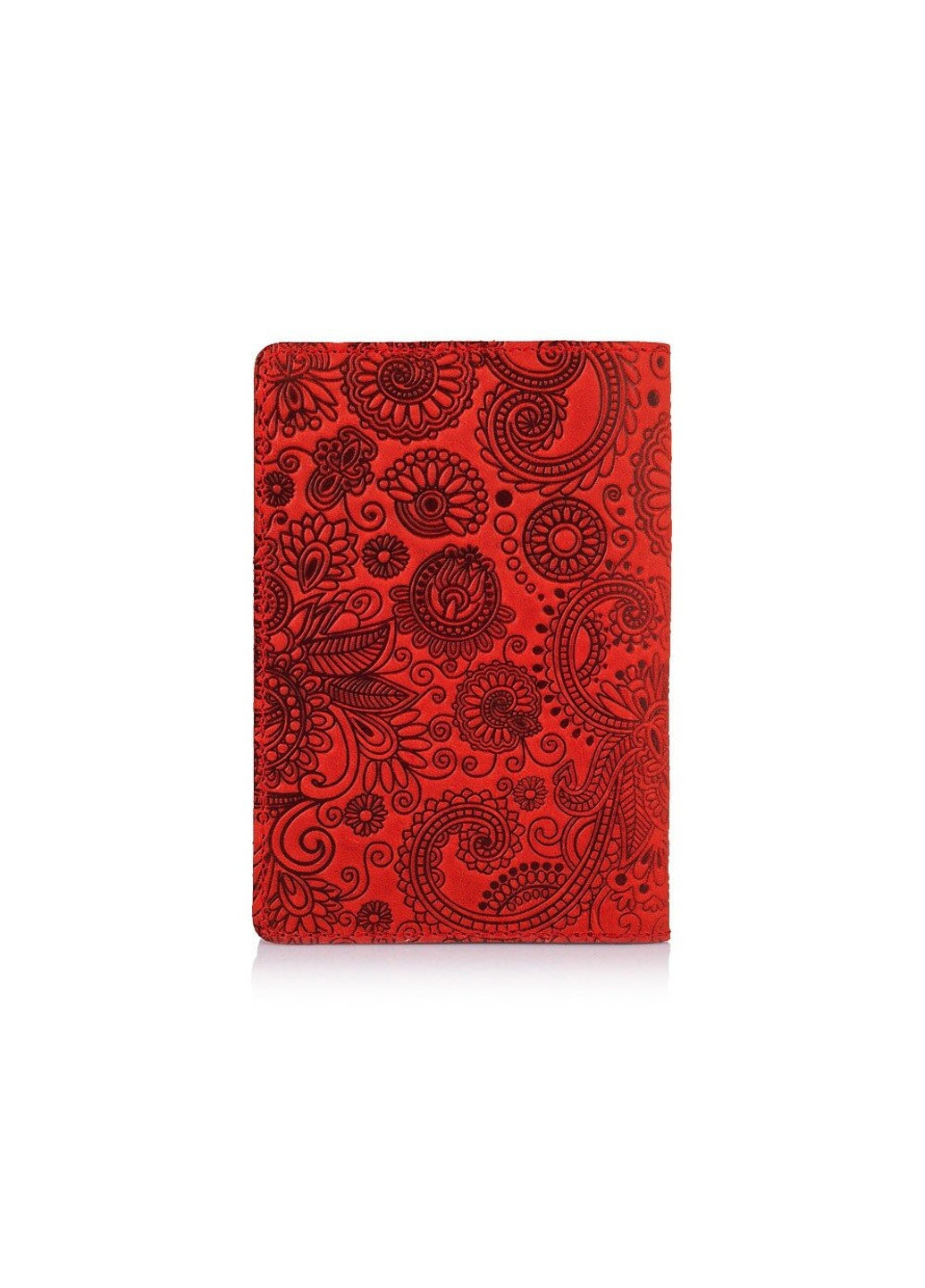 Шкіряна обкладинка на паспорт HiArt PC-01 Mehendi Art червона Червоний Hi Art (268371186)