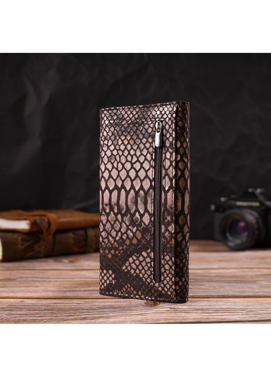 Ультрастильний жіночий гаманець із фактурної натуральної шкіри з тисненням під змію 21713 Canpellini (259815867)