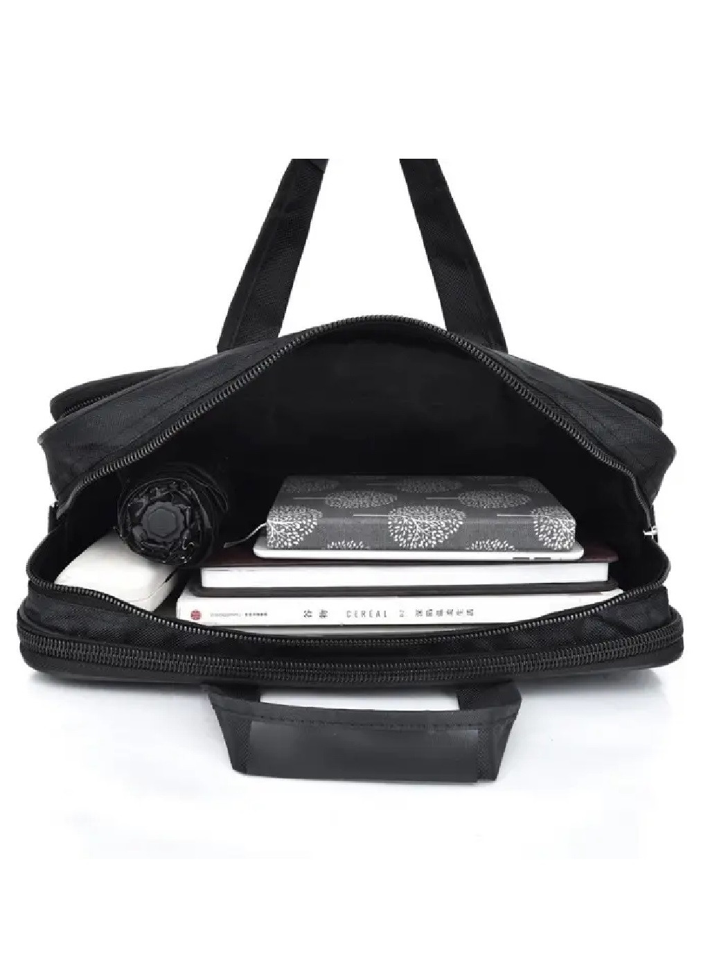 Конференц-сумка портфель з ручками плечовим ременем для документів ноутбука нейлон 40х30х12 см (474939-Prob) Чорна Unbranded (260449652)