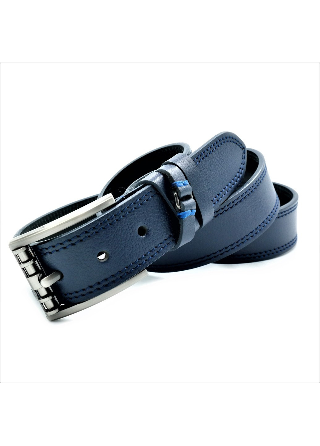 Ремень мужской кожаный Weatro Темно-синий 115,120 см lmn-mk38ua-022 Le-Mon (272596360)