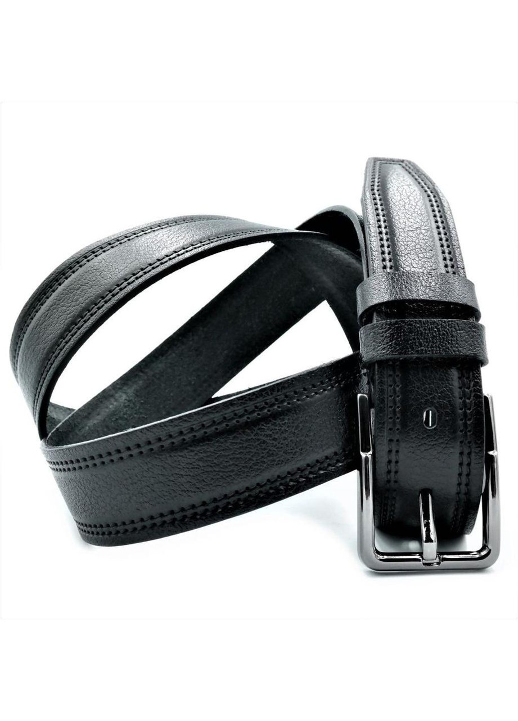 Ремінь чоловічий шкіряний Weatro 110-125х3, 5 см Чорний mkr-35tur-09 Le-Mon (272596623)