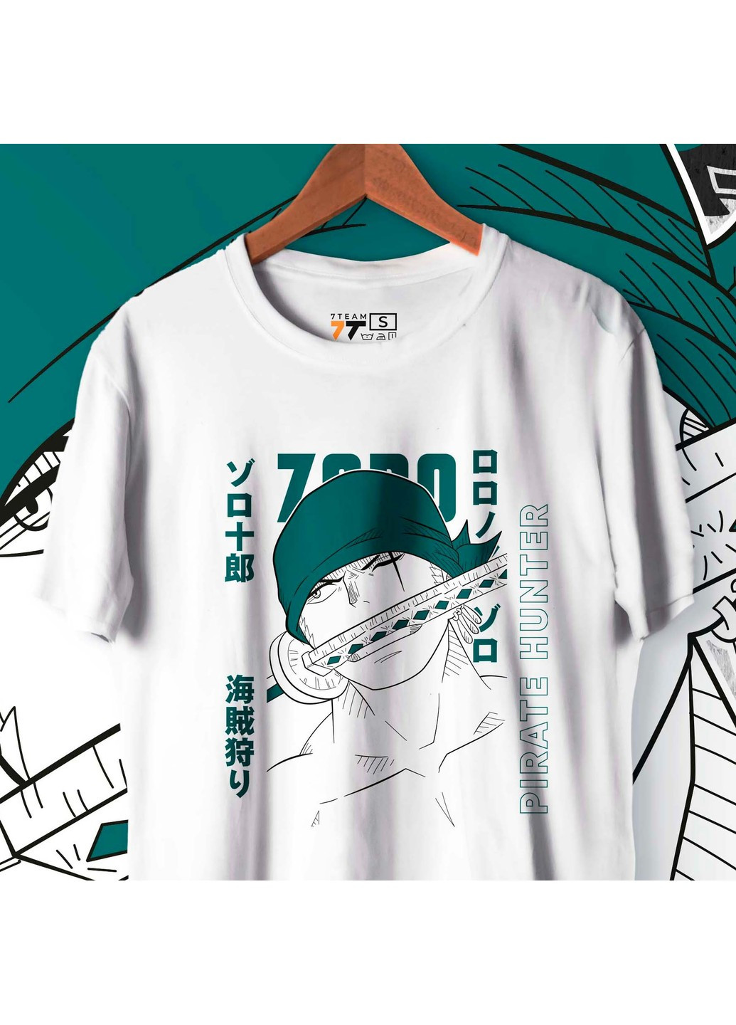 Біла футболка з принтом ван піс - zoro white No Brand