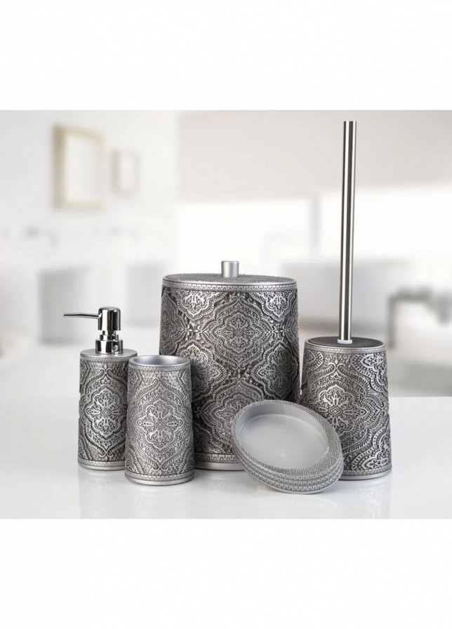 Комплект в ванную - Lane gri серый (5 предметов) Irya (259017768)