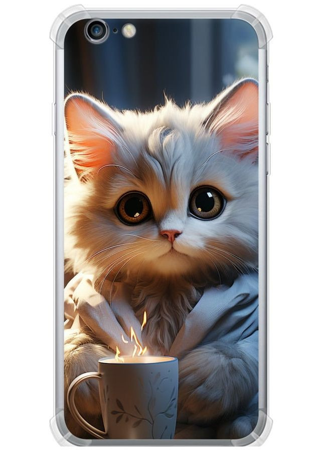 Силіконовий протиударний с посиленими кутами чохол 'Білий кіт' для Endorphone apple iphone 6s (265393545)