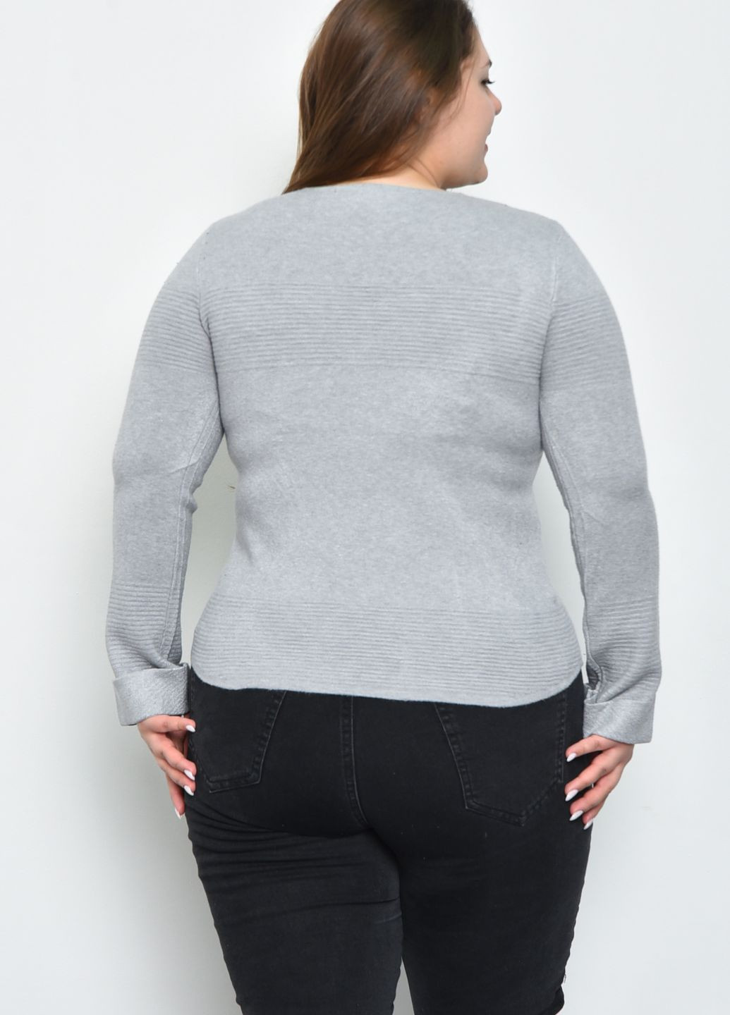 Серый зимний свитер женский серого цвета пуловер Let's Shop