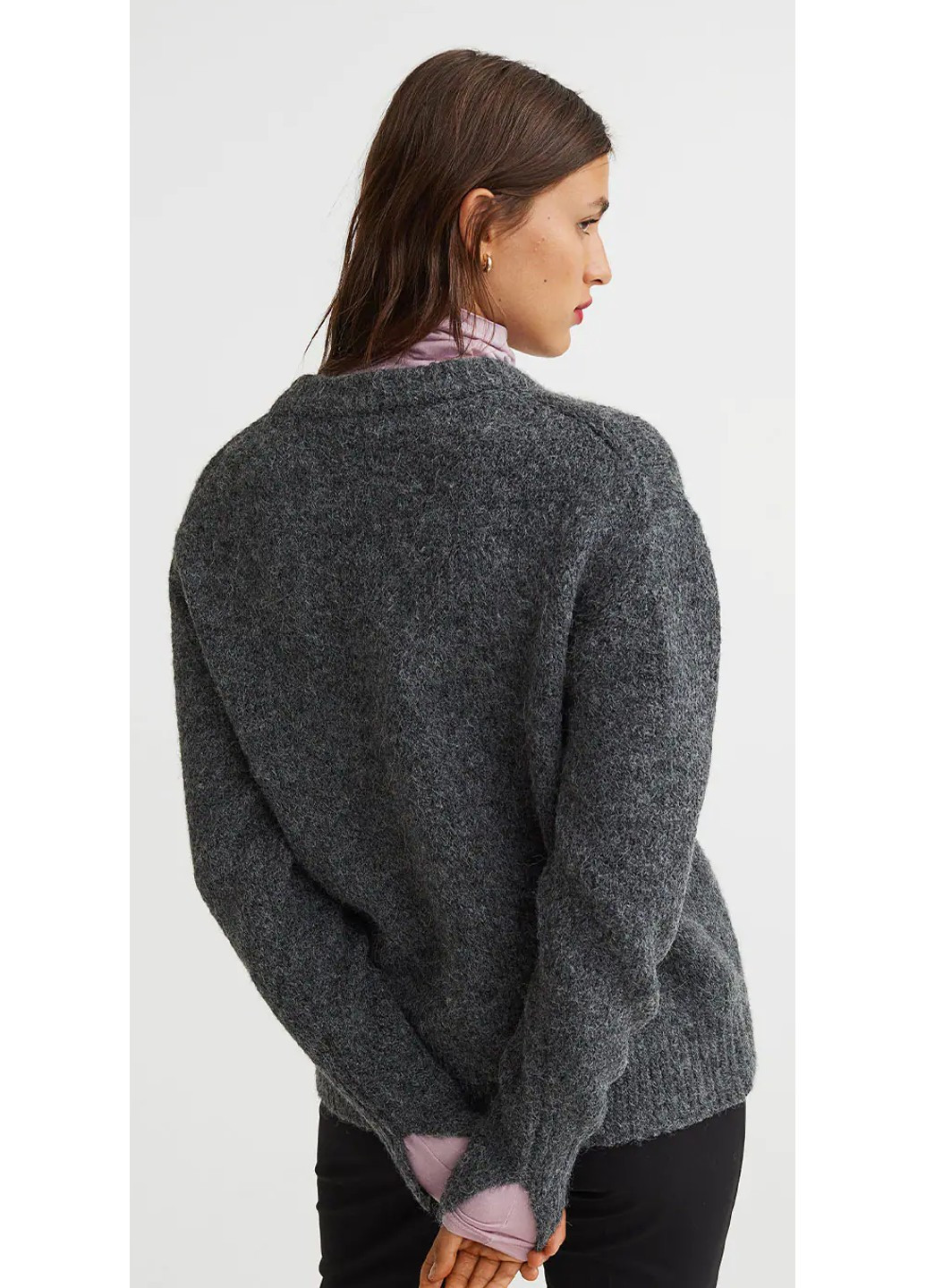 Темно-сірий демісезонний жіночий в'язаний светр (56316) xl темно-сірий H&M