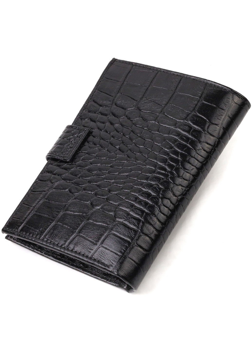 Стильний вертикальний чоловічий гаманець середнього розміру з натуральної шкіри 21736 Чорний Canpellini (259873944)