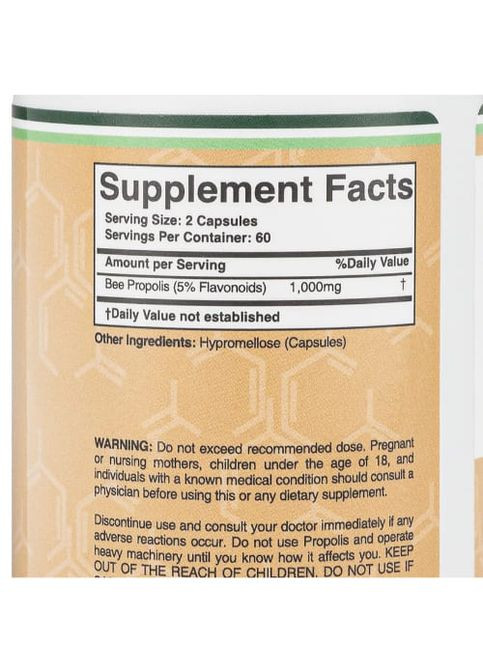 Double Wood Bee Propolis 1000 mg (2 caps per serving) 120 Caps Double Wood Supplements (265623974)