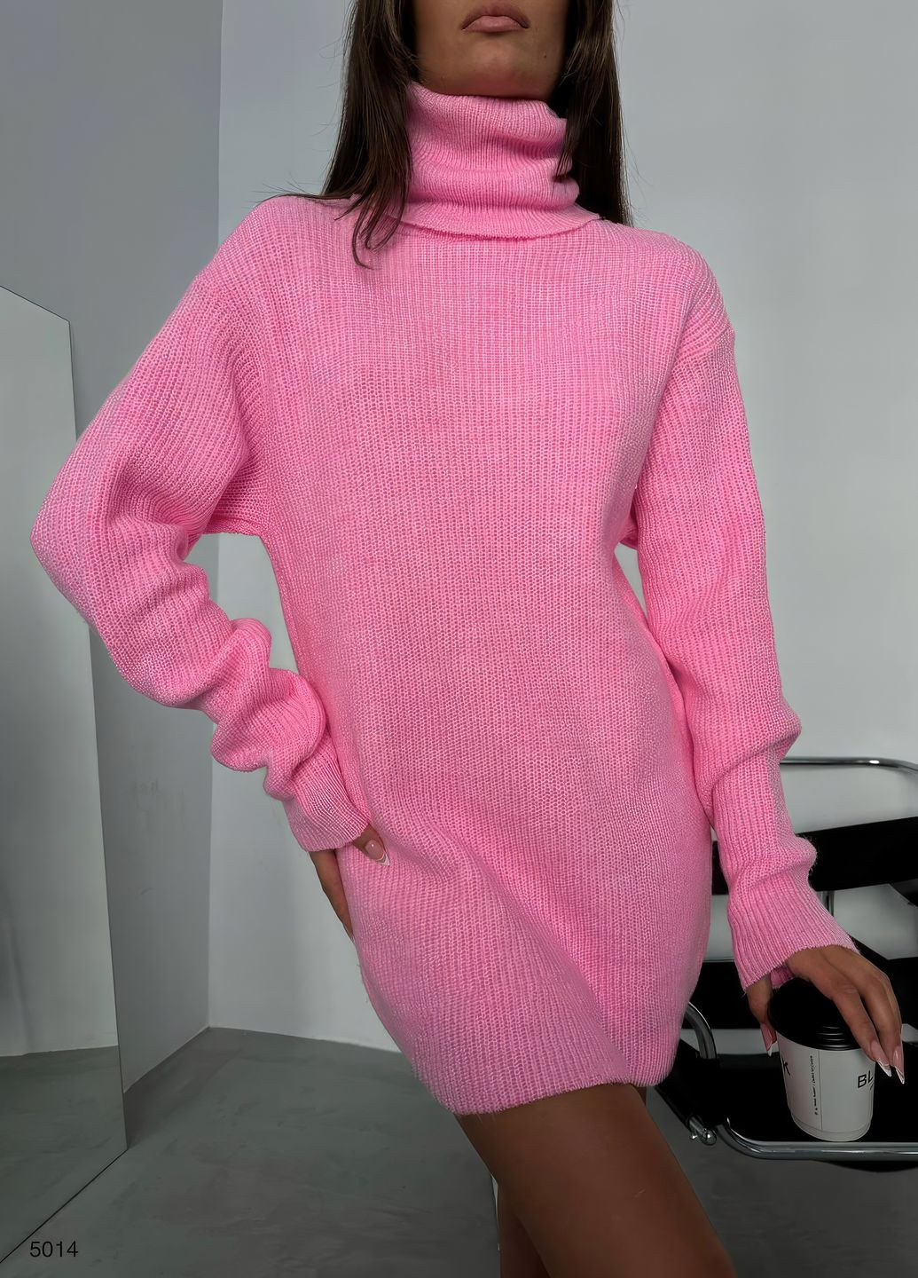 Розовое повседневный платье платье-свитер Garna однотонное
