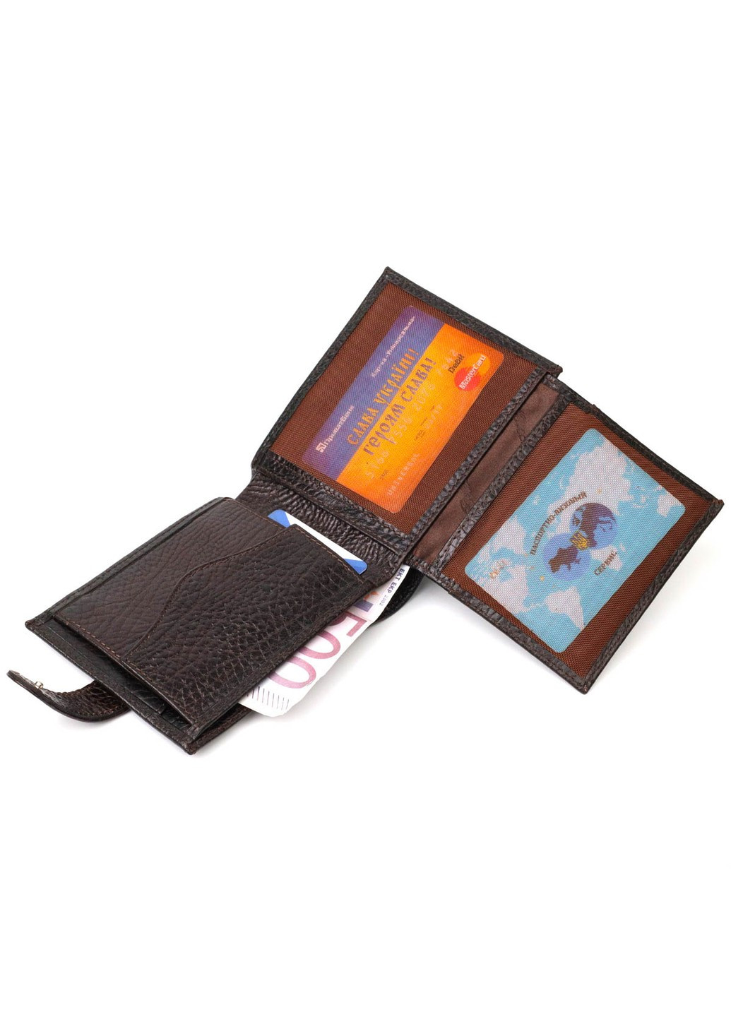 Зручний чоловічий гаманець горизонтального формату з натуральної шкіри 22016 Коричневий Tony Bellucci (262158788)