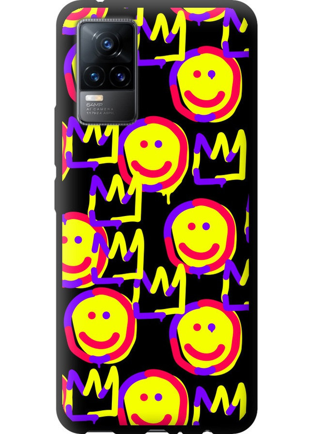 TPU черный чехол 'Смайлики v2' для Endorphone Vivo V21E (258217760)
