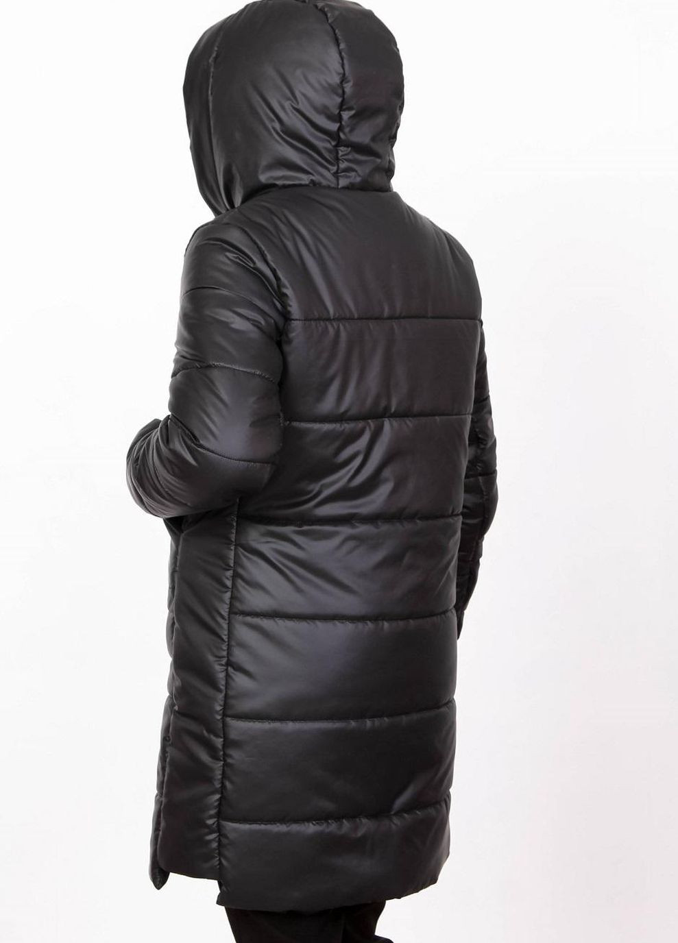 Черная куртка теплая женская 205 плащевка черная Актуаль